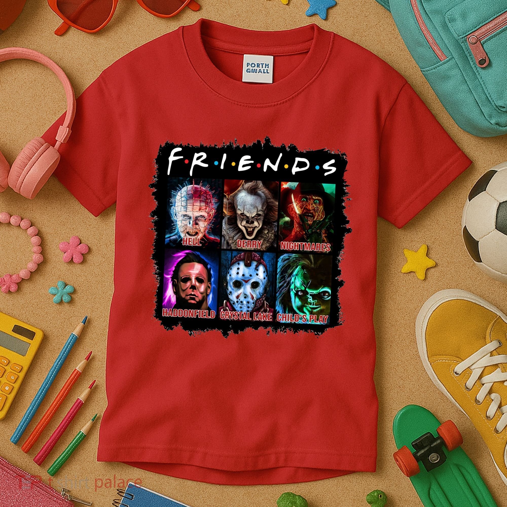 Horror Movie Character Halloween Friends Horror Fan Gift Kids T-Shirt