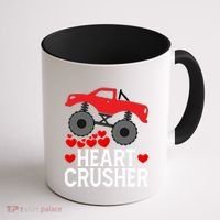 Heart Monstergifttruck Crusher Valentines Day Cute Cool Gift Coffee Mug thumb 1