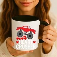 Heart Monstergifttruck Crusher Valentines Day Cute Cool Gift Coffee Mug thumb 3