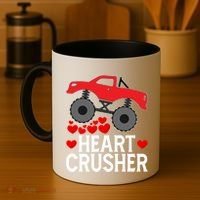 Heart Monstergifttruck Crusher Valentines Day Cute Cool Gift Coffee Mug thumb 4