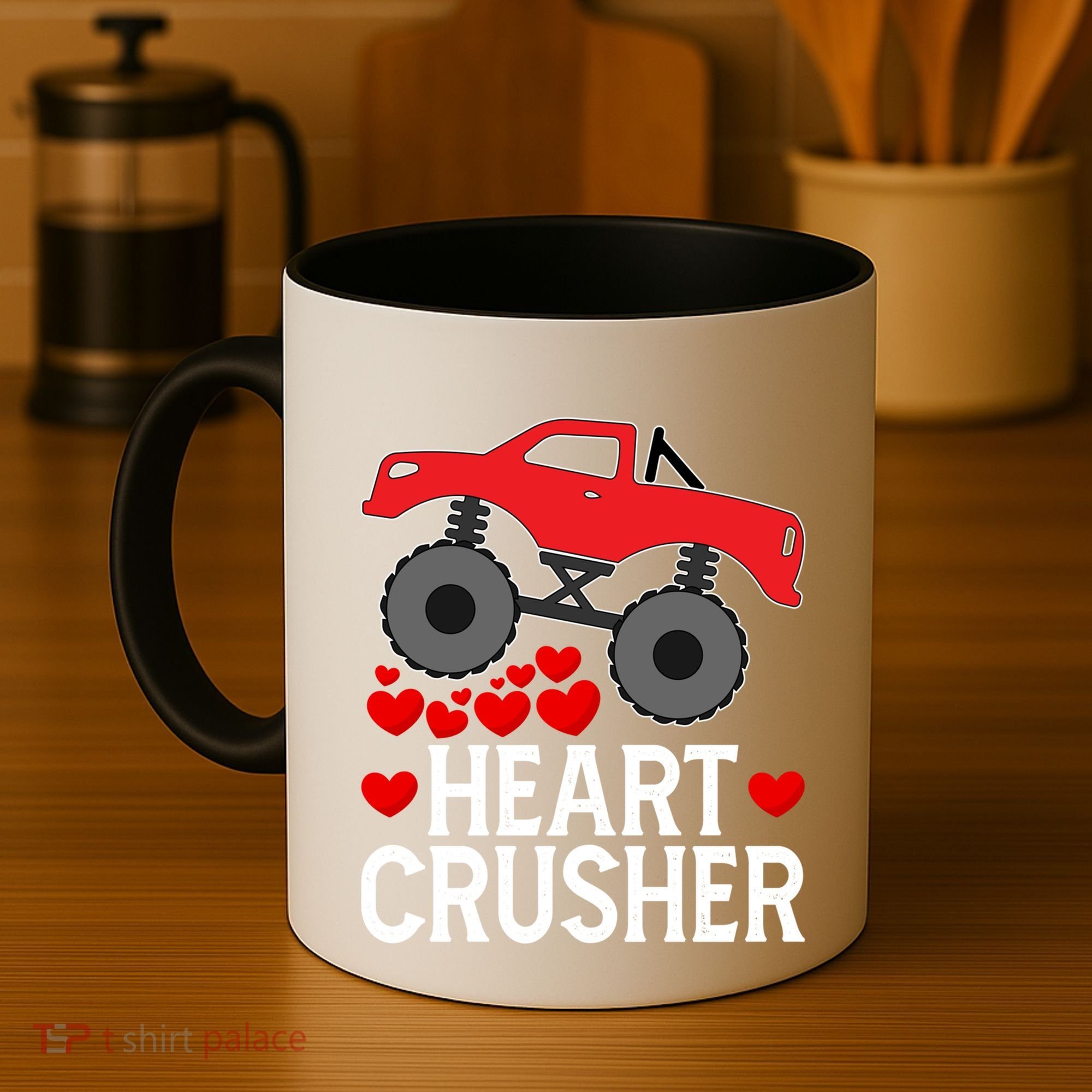 Heart Monstergifttruck Crusher Valentines Day Cute Cool Gift Coffee Mug