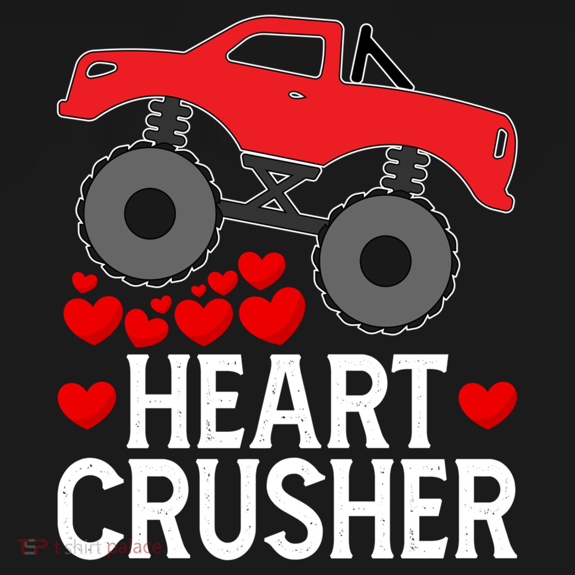 Heart Monstergifttruck Crusher Valentines Day Cute Cool Gift Women's Hoodie
