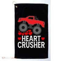 Heart Monstergifttruck Crusher Valentines Day Cute Cool Gift Golf Towel thumb 0