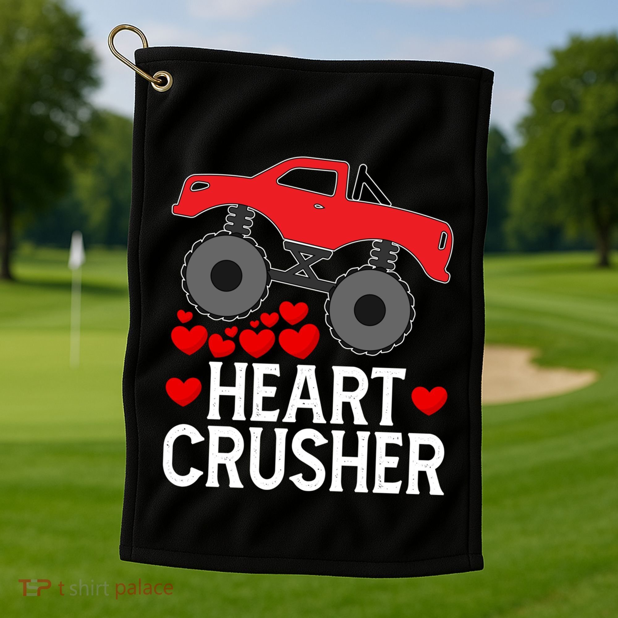Heart Monstergifttruck Crusher Valentines Day Cute Cool Gift Golf Towel