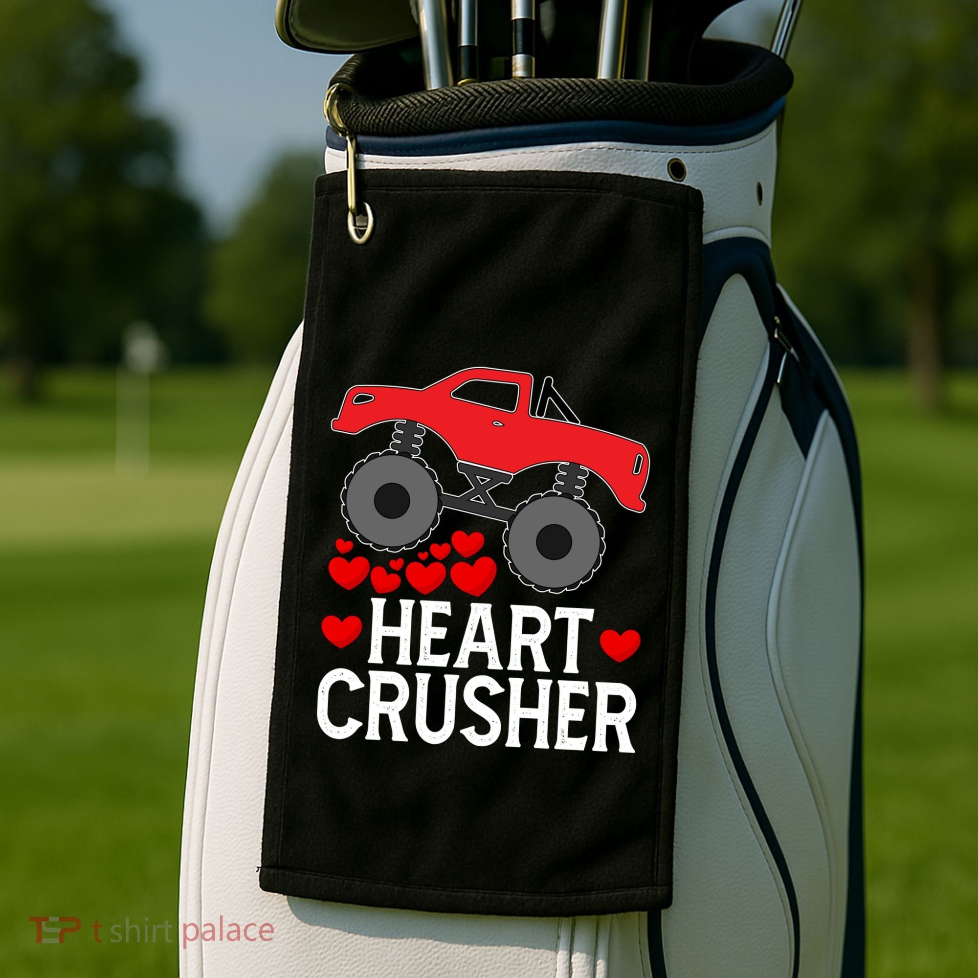 Heart Monstergifttruck Crusher Valentines Day Cute Cool Gift Golf Towel