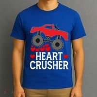 Heart Monstergifttruck Crusher Valentines Day Cute Cool Gift T-Shirt thumb 3