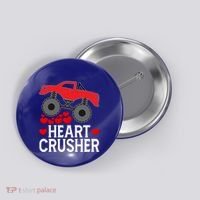 Heart Monstergifttruck Crusher Valentines Day Cute Cool Gift Button thumb 0