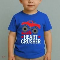 Heart Monstergifttruck Crusher Valentines Day Cute Cool Gift Toddler T-Shirt thumb 2