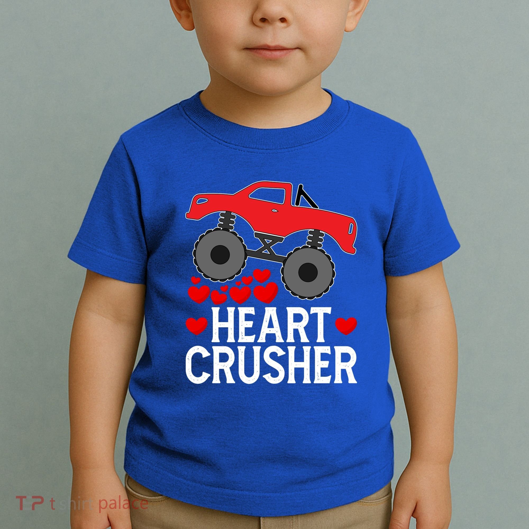 Heart Monstergifttruck Crusher Valentines Day Cute Cool Gift Toddler T-Shirt
