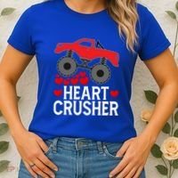 Heart Monstergifttruck Crusher Valentines Day Cute Cool Gift Women's T-Shirt thumb 2