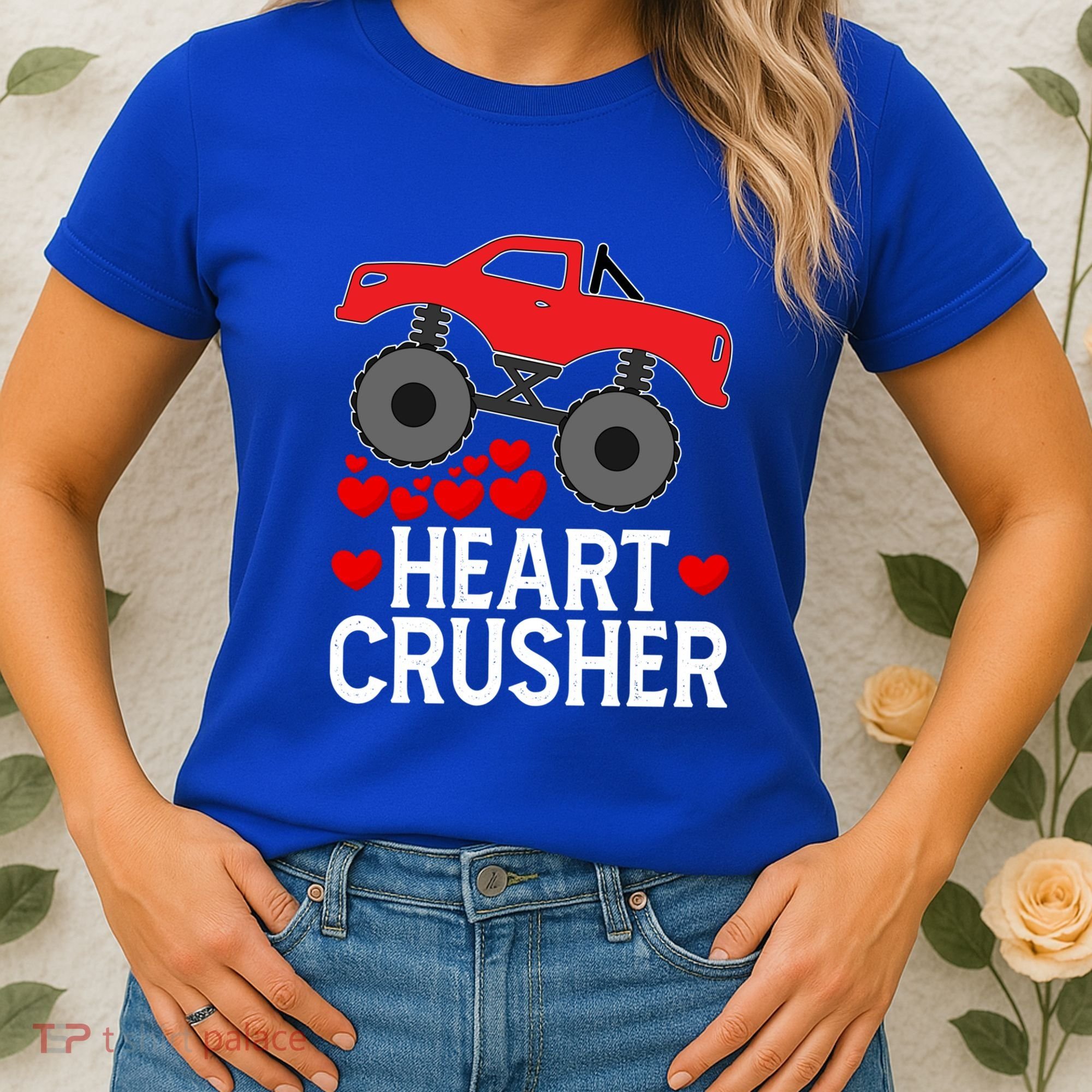 Heart Monstergifttruck Crusher Valentines Day Cute Cool Gift Women's T-Shirt
