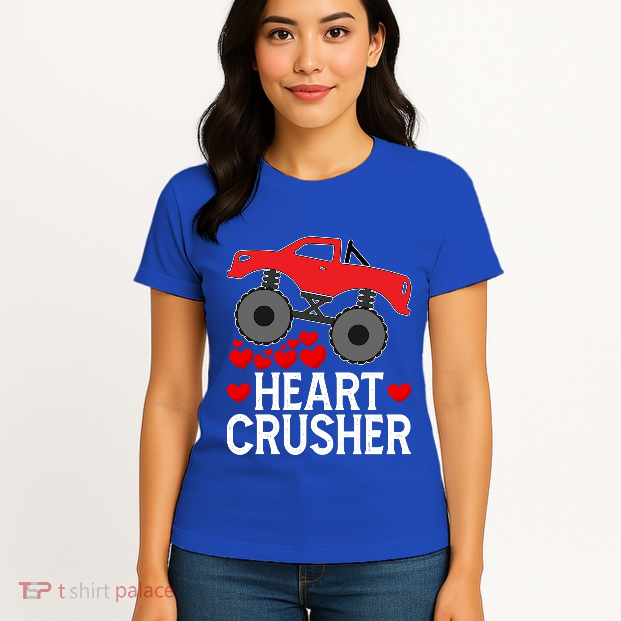 Heart Monstergifttruck Crusher Valentines Day Cute Cool Gift Women's T-Shirt