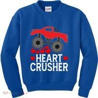 Heart Monstergifttruck Crusher Valentines Day Cute Cool Gift Kids Sweatshirt thumb 0