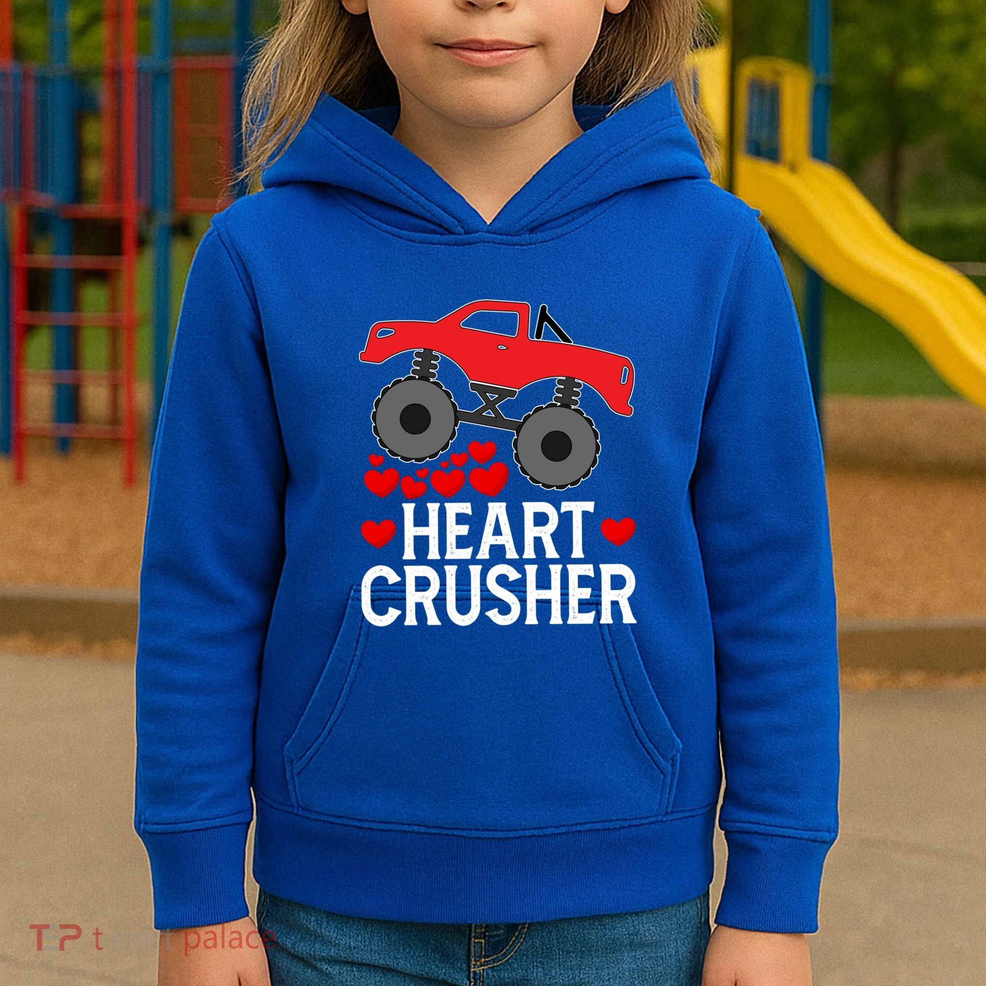 Heart Monstergifttruck Crusher Valentines Day Cute Cool Gift Kids Hoodie