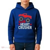 Heart Monstergifttruck Crusher Valentines Day Cute Cool Gift Kids Hoodie thumb 4