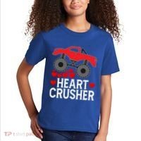 Heart Monstergifttruck Crusher Valentines Day Cute Cool Gift Kids T-Shirt thumb 2