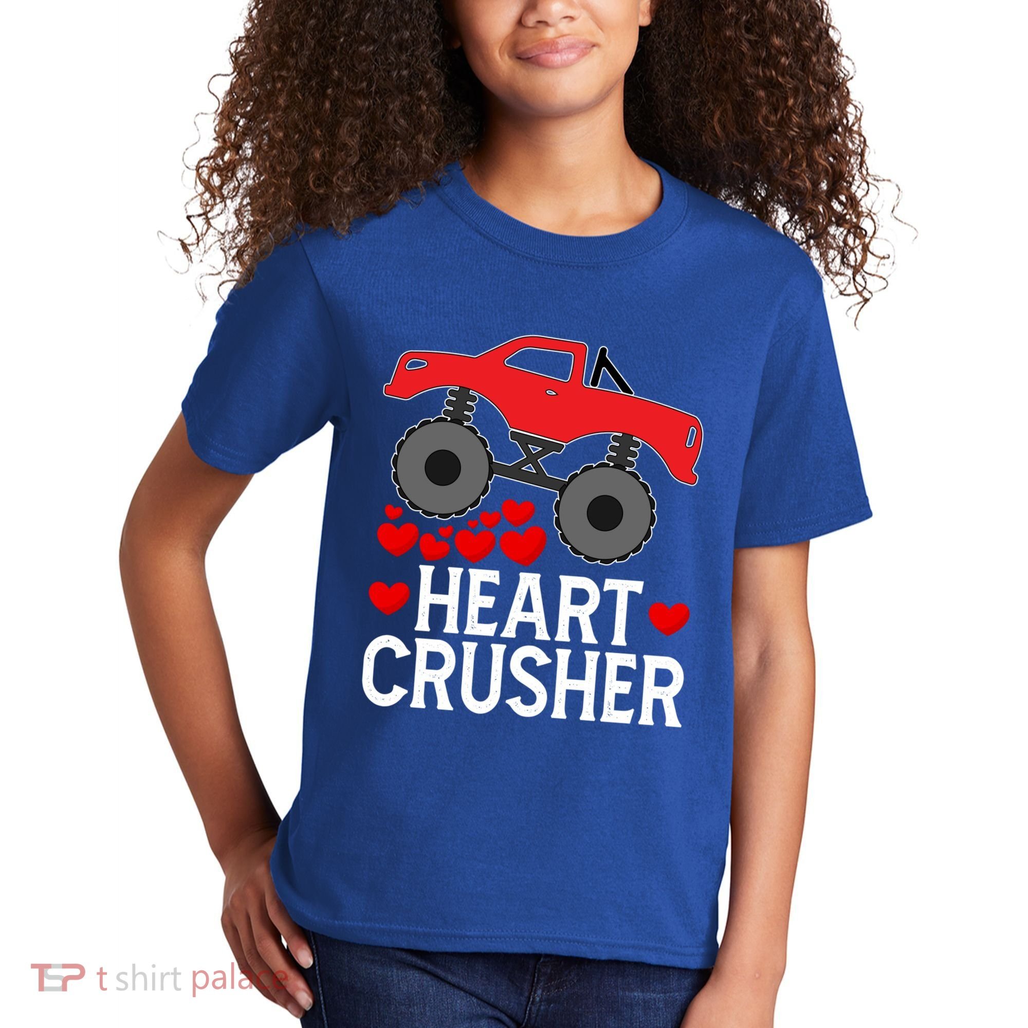 Heart Monstergifttruck Crusher Valentines Day Cute Cool Gift Kids T-Shirt