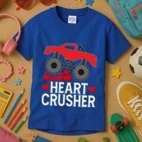 Heart Monstergifttruck Crusher Valentines Day Cute Cool Gift Kids T-Shirt thumb 3
