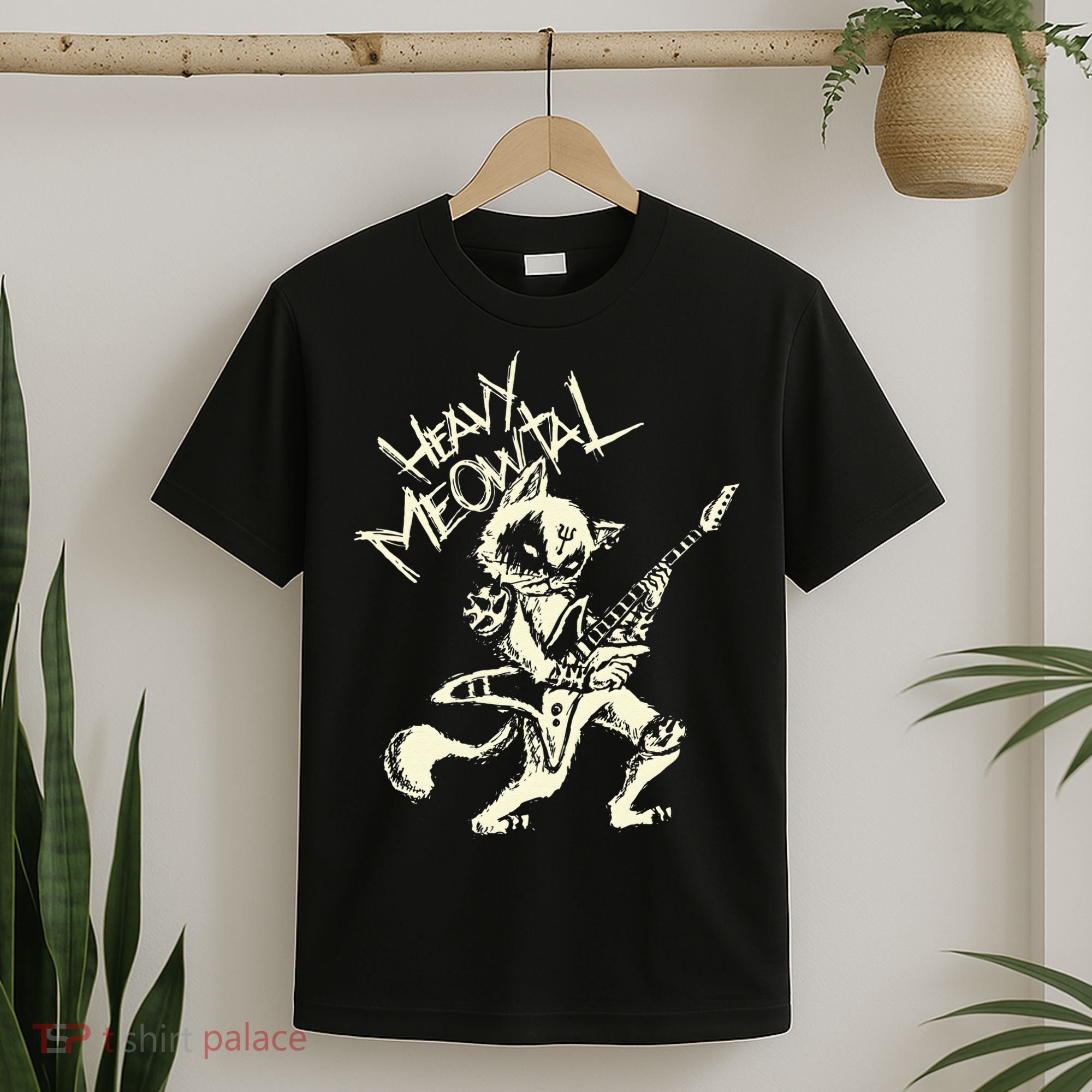 Heavy Metal Cats Gift Clothing Guitar Playing Cat Gothic T-Shirt
