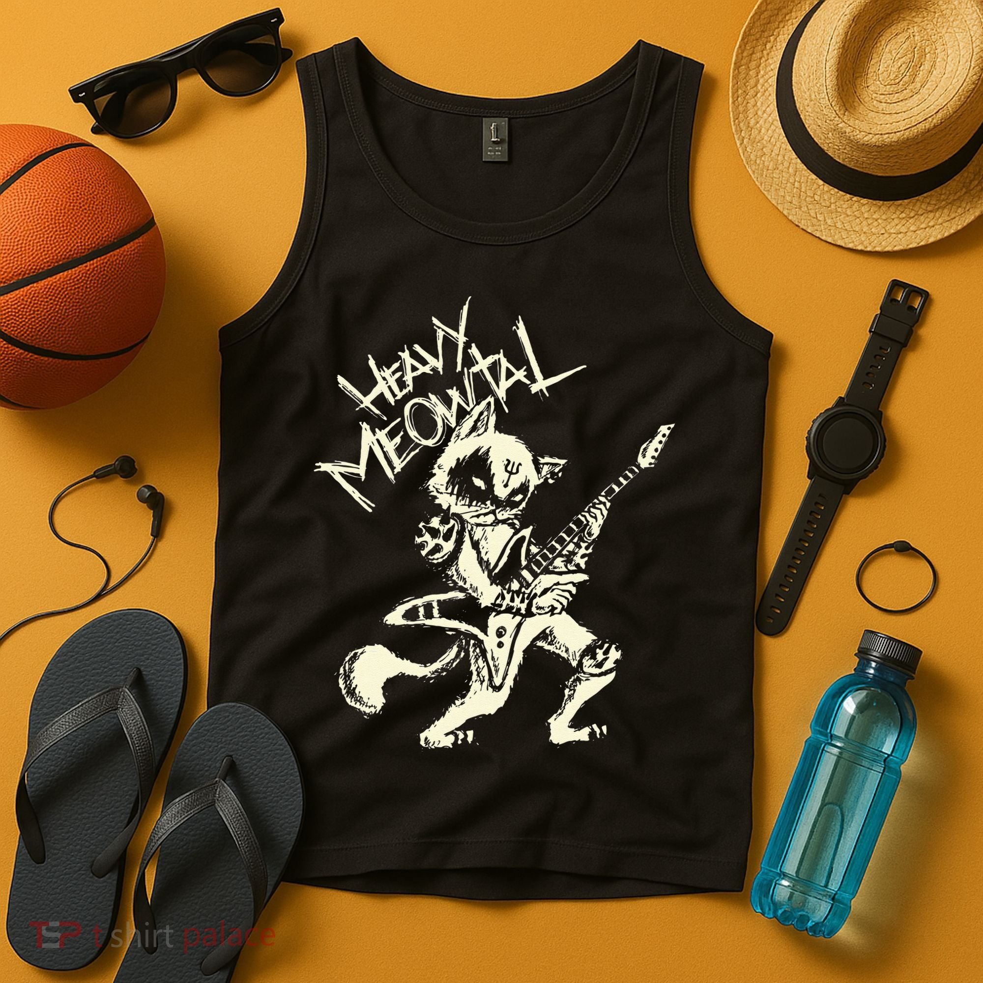 Heavy Metal Cats Gift Clothing Guitar Playing Cat Gothic Tank Top