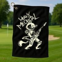 Heavy Metal Cats Gift Clothing Guitar Playing Cat Gothic Golf Towel thumb 1