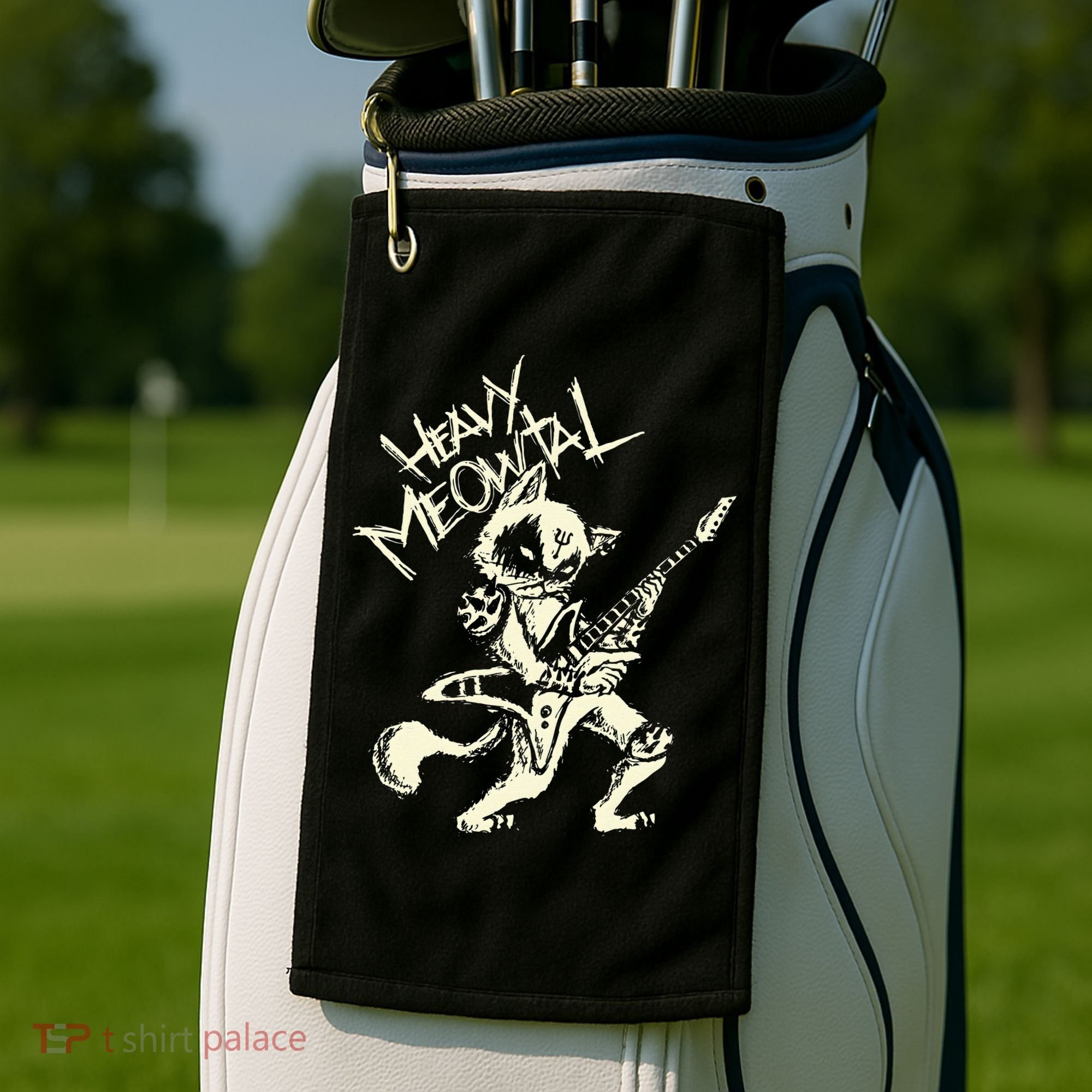 Heavy Metal Cats Gift Clothing Guitar Playing Cat Gothic Golf Towel
