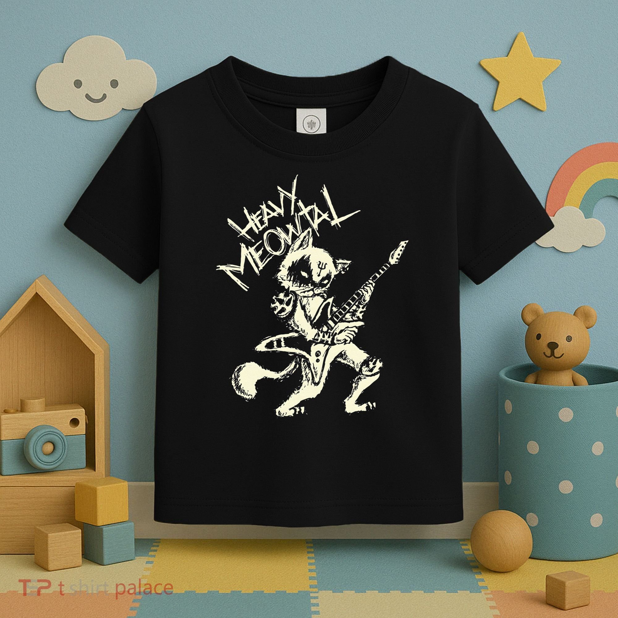 Heavy Metal Cats Gift Clothing Guitar Playing Cat Gothic Toddler T-Shirt