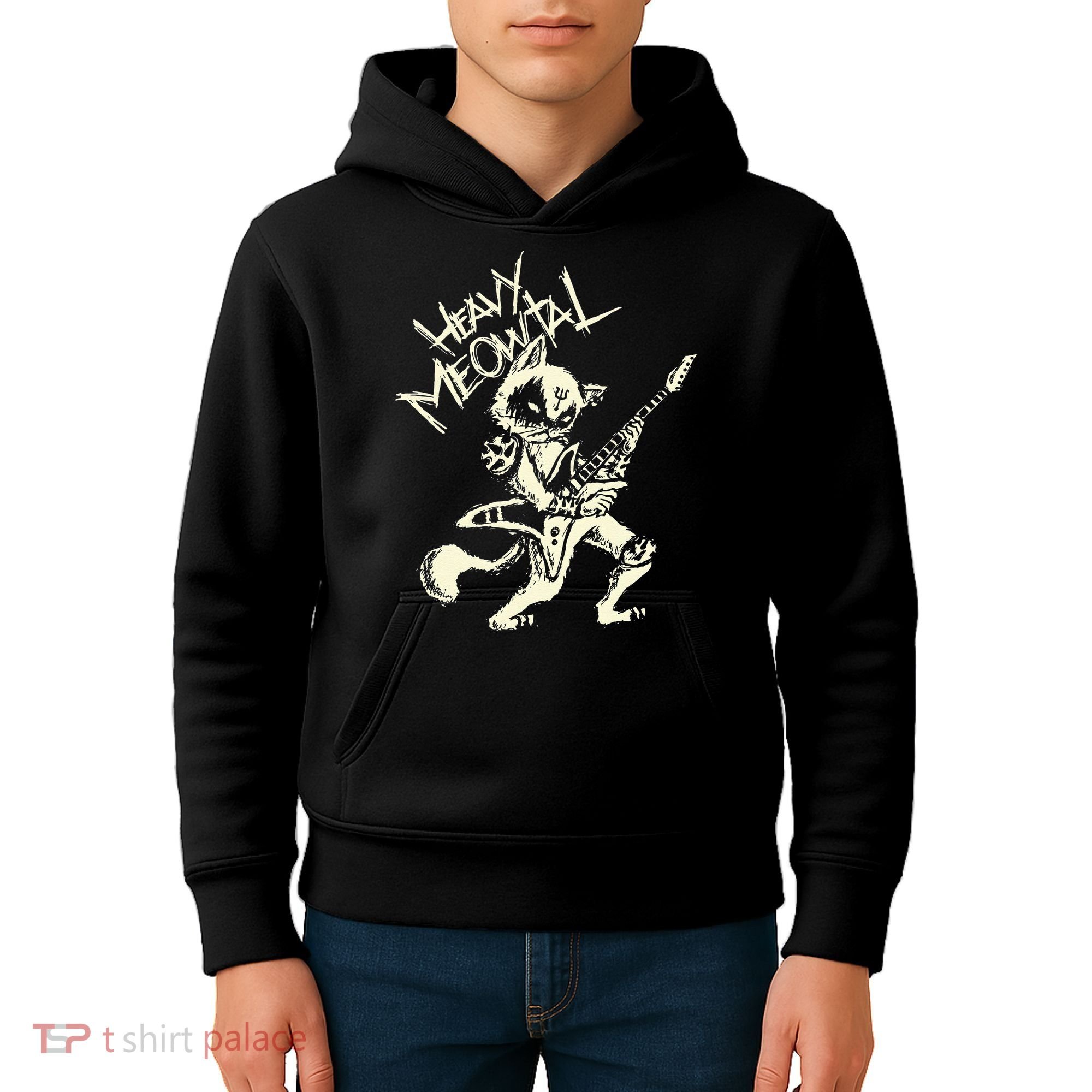 Heavy Metal Cats Gift Clothing Guitar Playing Cat Gothic Kids Hoodie