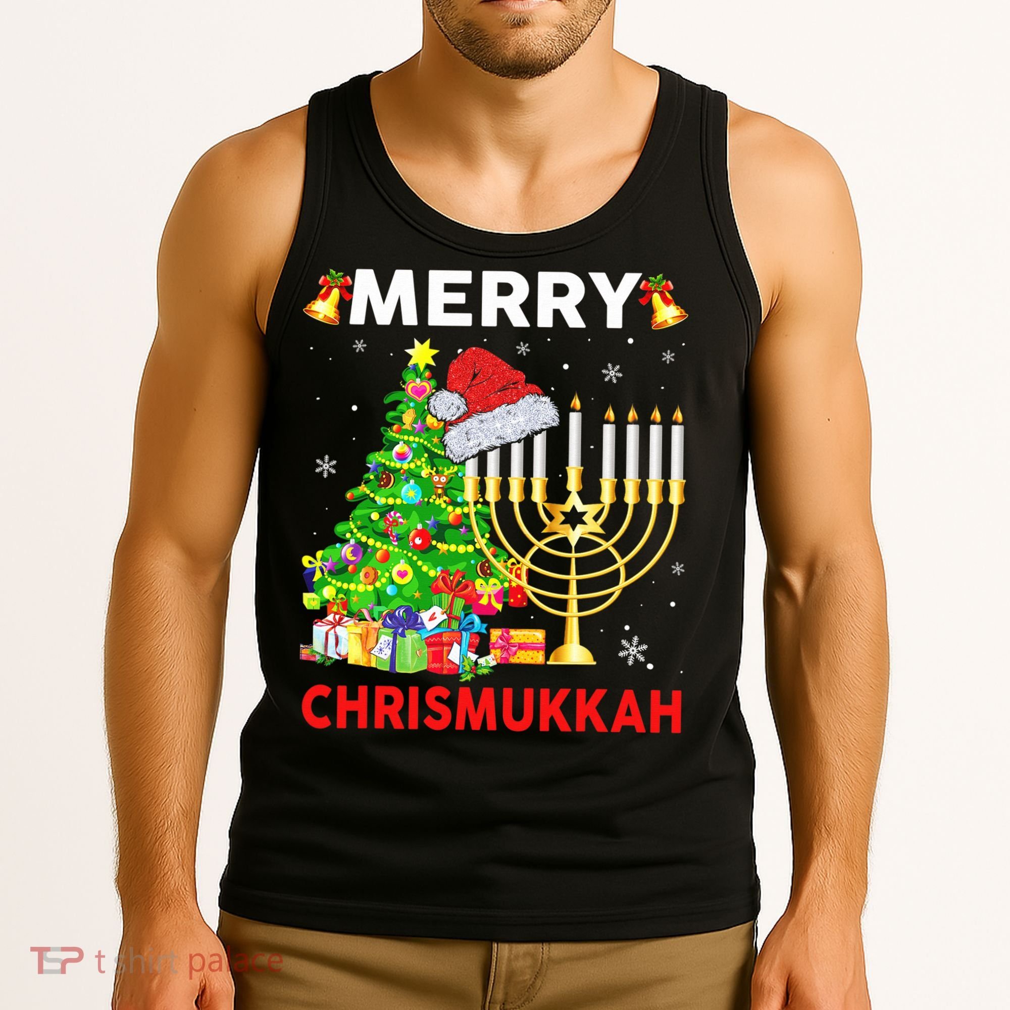 Hanukkah Merry Christmas Chrismukkah Ugly Sweater Tank Top