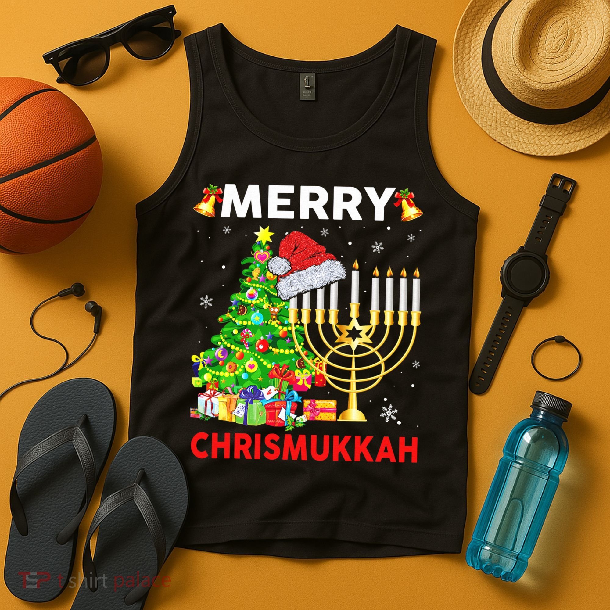 Hanukkah Merry Christmas Chrismukkah Ugly Sweater Tank Top