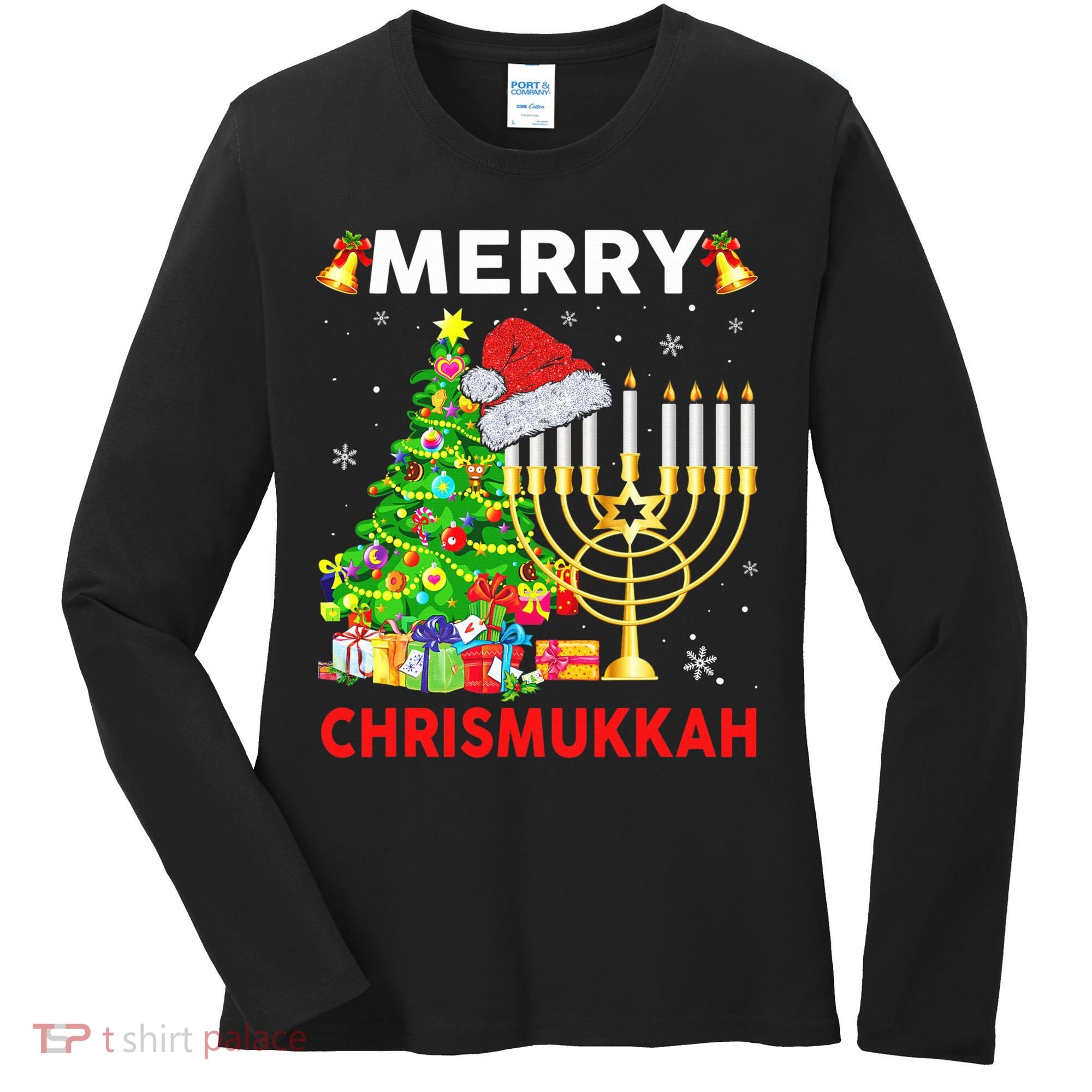 Hanukkah Merry Christmas Chrismukkah Ugly Sweater Women's Long Sleeve Shirt