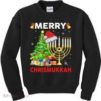 Hanukkah Merry Christmas Chrismukkah Ugly Sweater Kids Sweatshirt thumb 0