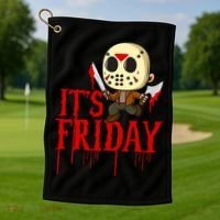 Horror Movie Characters Spooky Friday Halloween Golf Towel thumb 1