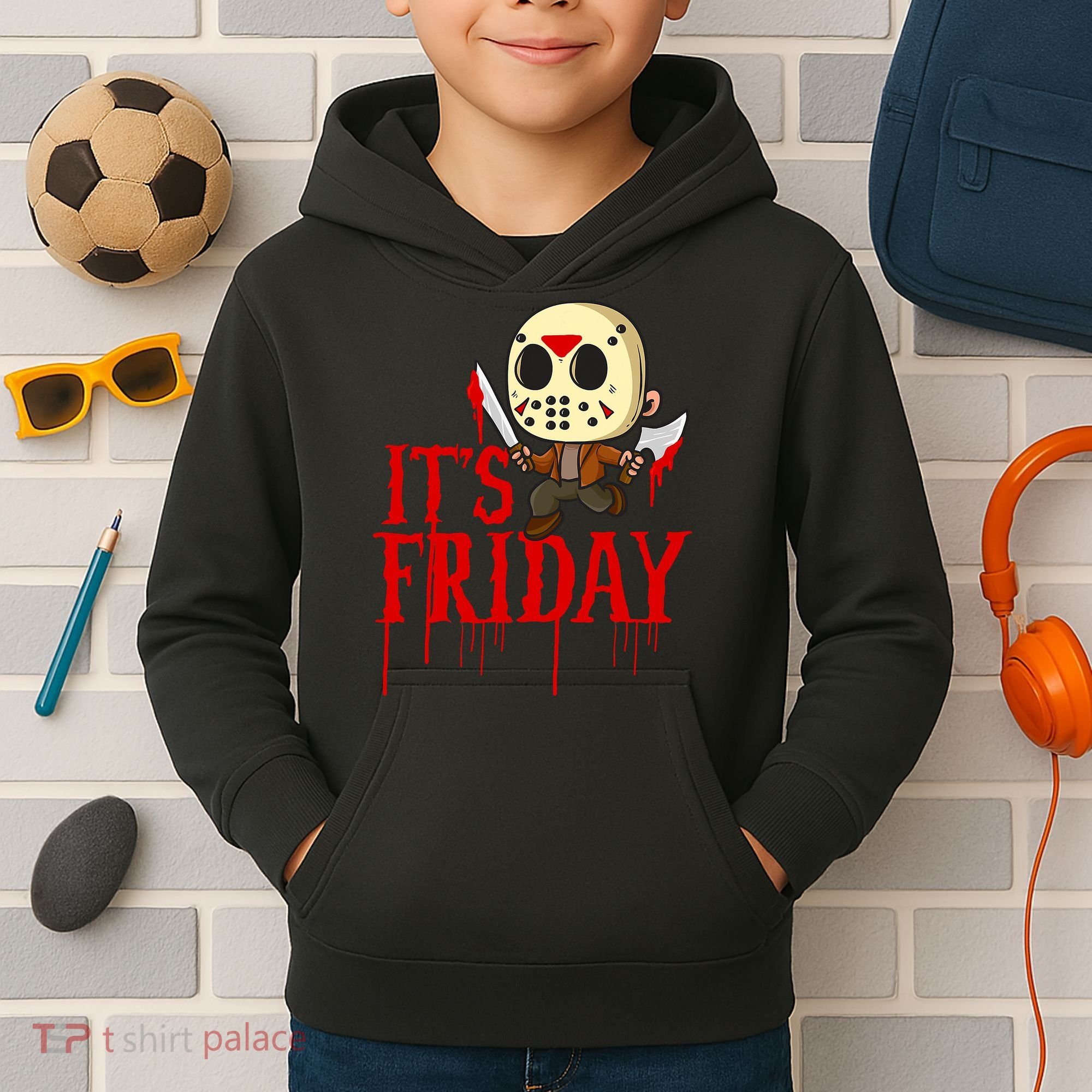 Horror Movie Characters Spooky Friday Halloween Kids Hoodie