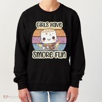 Happy Marshmallow Camper Cute Girl Have Smore Fun Camping Women's Sweatshirt thumb 0