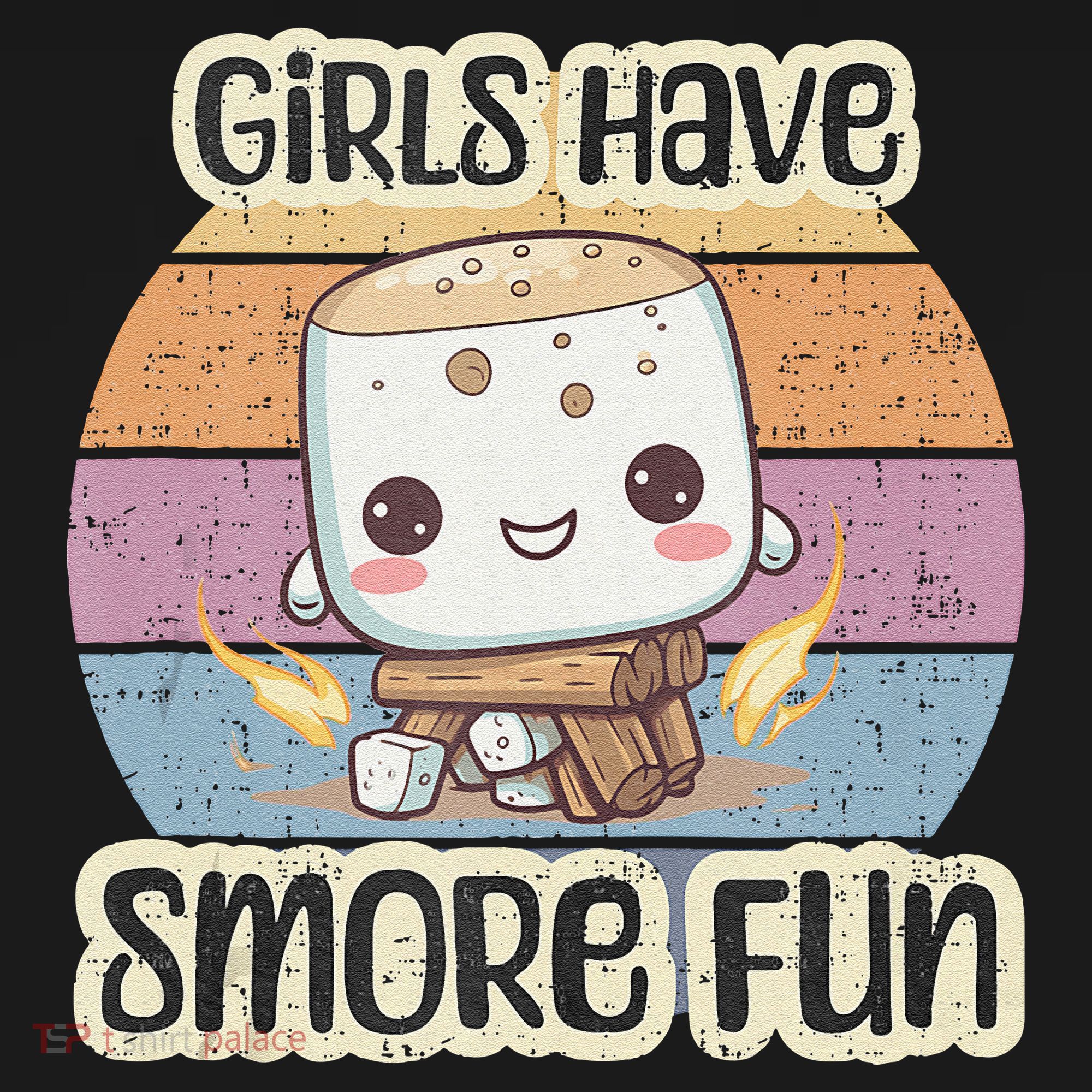 Happy Marshmallow Camper Cute Girl Have Smore Fun Camping Apron