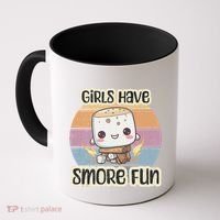 Happy Marshmallow Camper Cute Girl Have Smore Fun Camping Coffee Mug thumb 0
