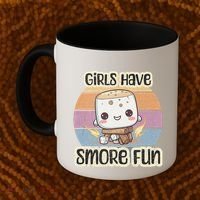 Happy Marshmallow Camper Cute Girl Have Smore Fun Camping Coffee Mug thumb 2