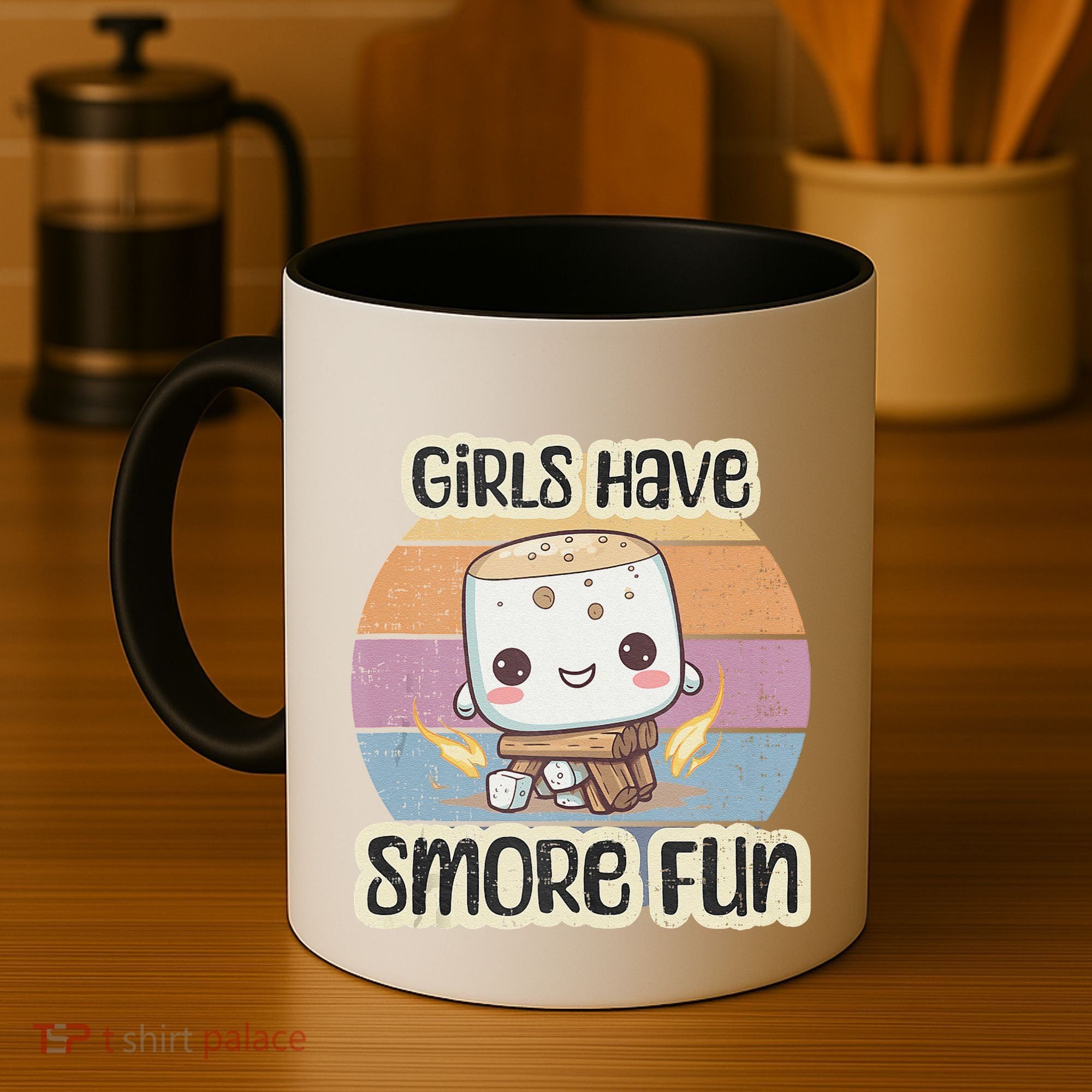 Happy Marshmallow Camper Cute Girl Have Smore Fun Camping Coffee Mug