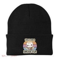 Happy Marshmallow Camper Cute Girl Have Smore Fun Camping Beanie thumb 0