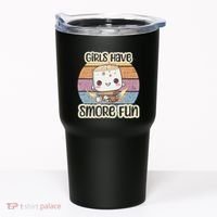 Happy Marshmallow Camper Cute Girl Have Smore Fun Camping Tumbler thumb 0