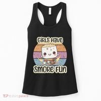 Happy Marshmallow Camper Cute Girl Have Smore Fun Camping Women's Tank Top thumb 0
