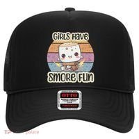 Happy Marshmallow Camper Cute Girl Have Smore Fun Camping Hat thumb 0