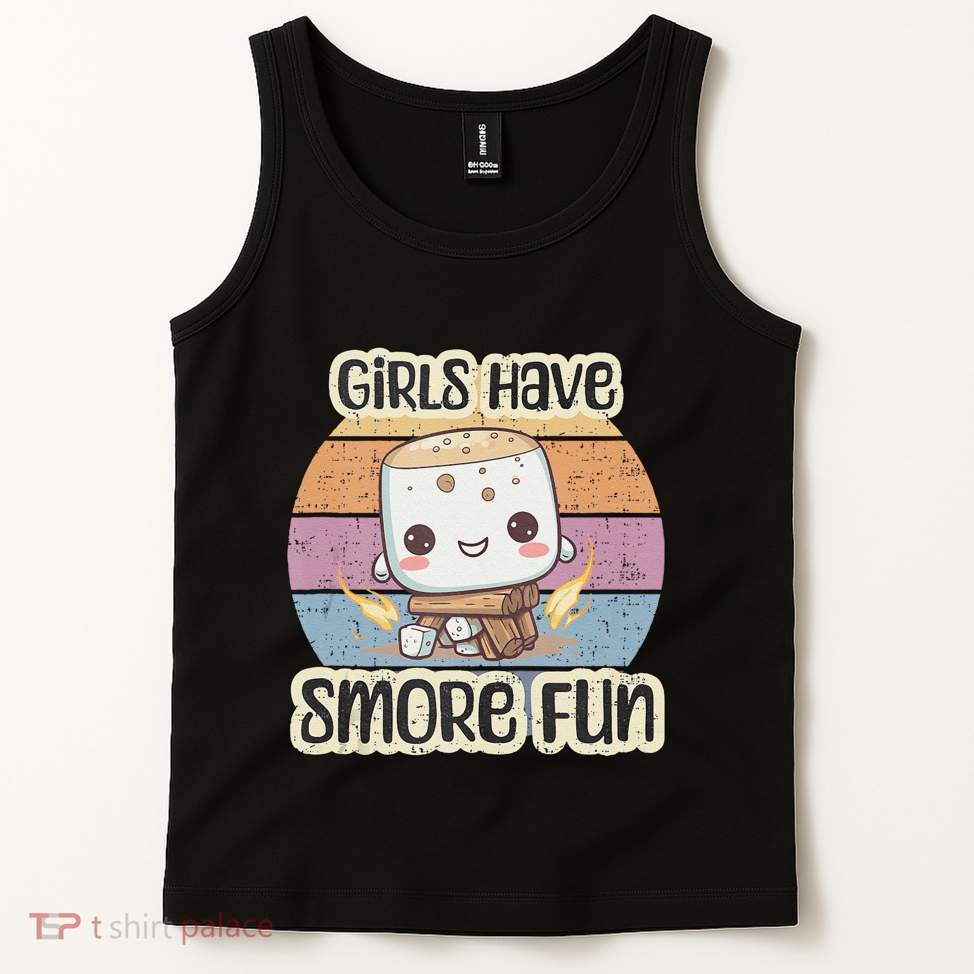 Happy Marshmallow Camper Cute Girl Have Smore Fun Camping Tank Top