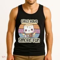 Happy Marshmallow Camper Cute Girl Have Smore Fun Camping Tank Top thumb 3
