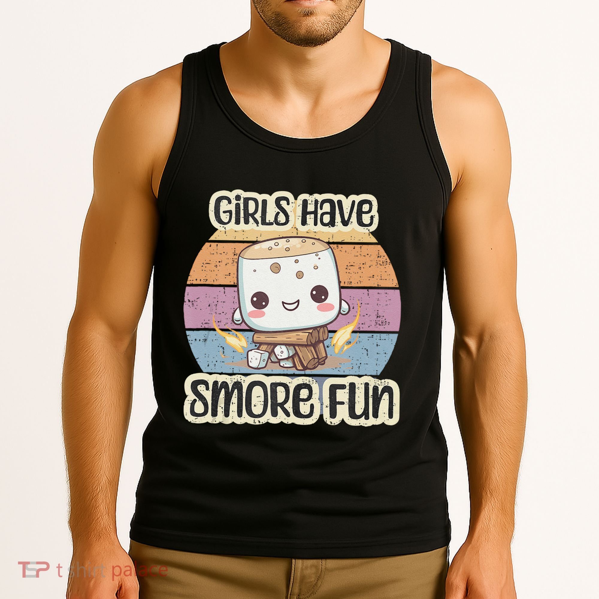 Happy Marshmallow Camper Cute Girl Have Smore Fun Camping Tank Top