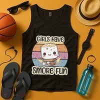 Happy Marshmallow Camper Cute Girl Have Smore Fun Camping Tank Top thumb 4