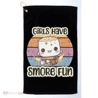 Happy Marshmallow Camper Cute Girl Have Smore Fun Camping Golf Towel thumb 0