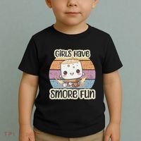 Happy Marshmallow Camper Cute Girl Have Smore Fun Camping Toddler T-Shirt thumb 2