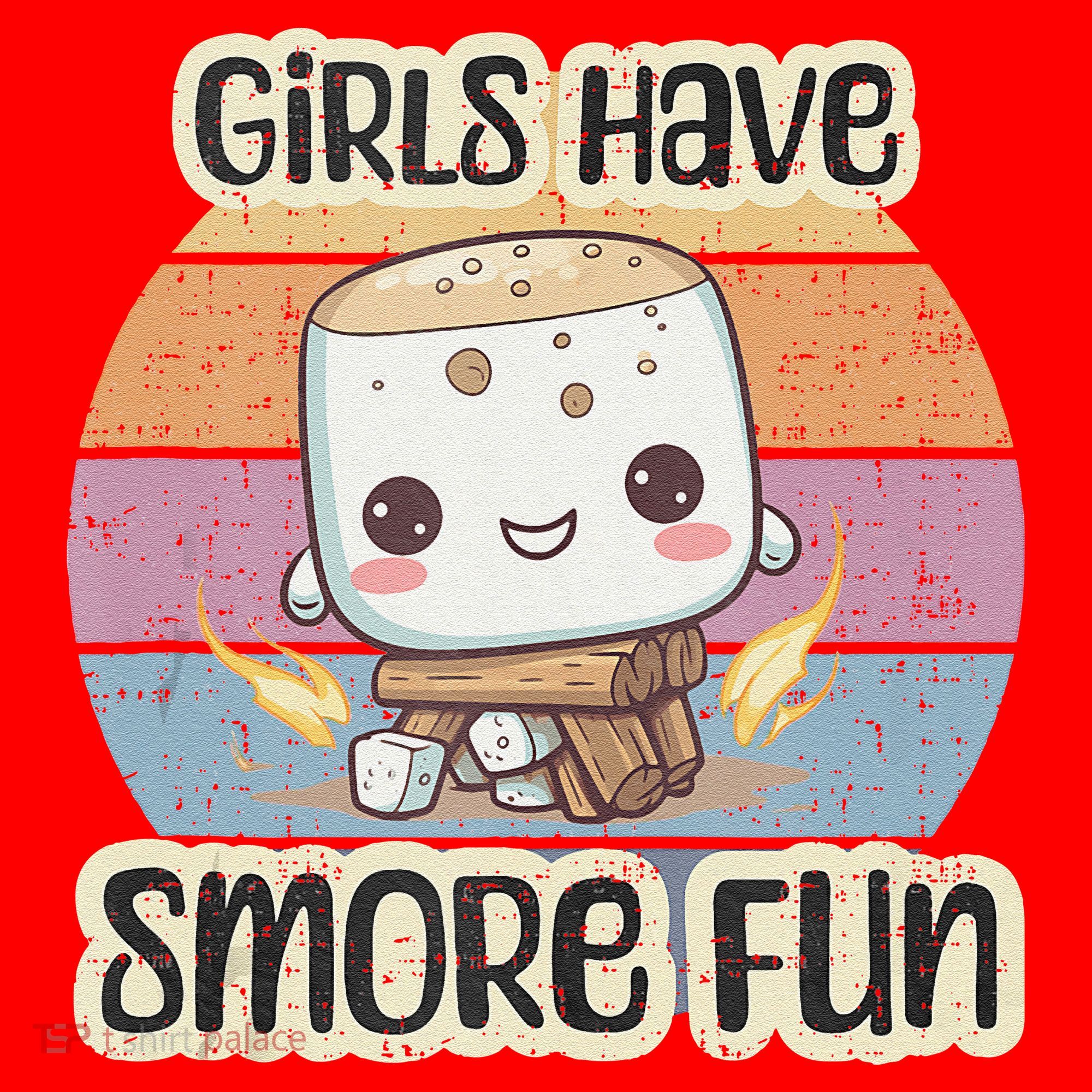 Happy Marshmallow Camper Cute Girl Have Smore Fun Camping Santa Hat